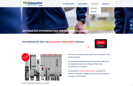 Screenshot der TIG Partnerseite DANFOSS